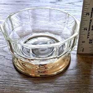 Cut Glass Clear Metal Silver Golden Tidy Design Art Deco Made Italy